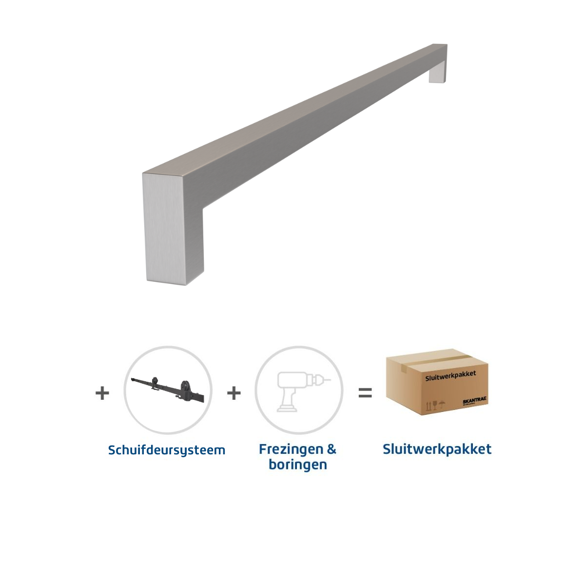 Sluitwerkpakketten met Deurgreep 20x800 Squared RVS